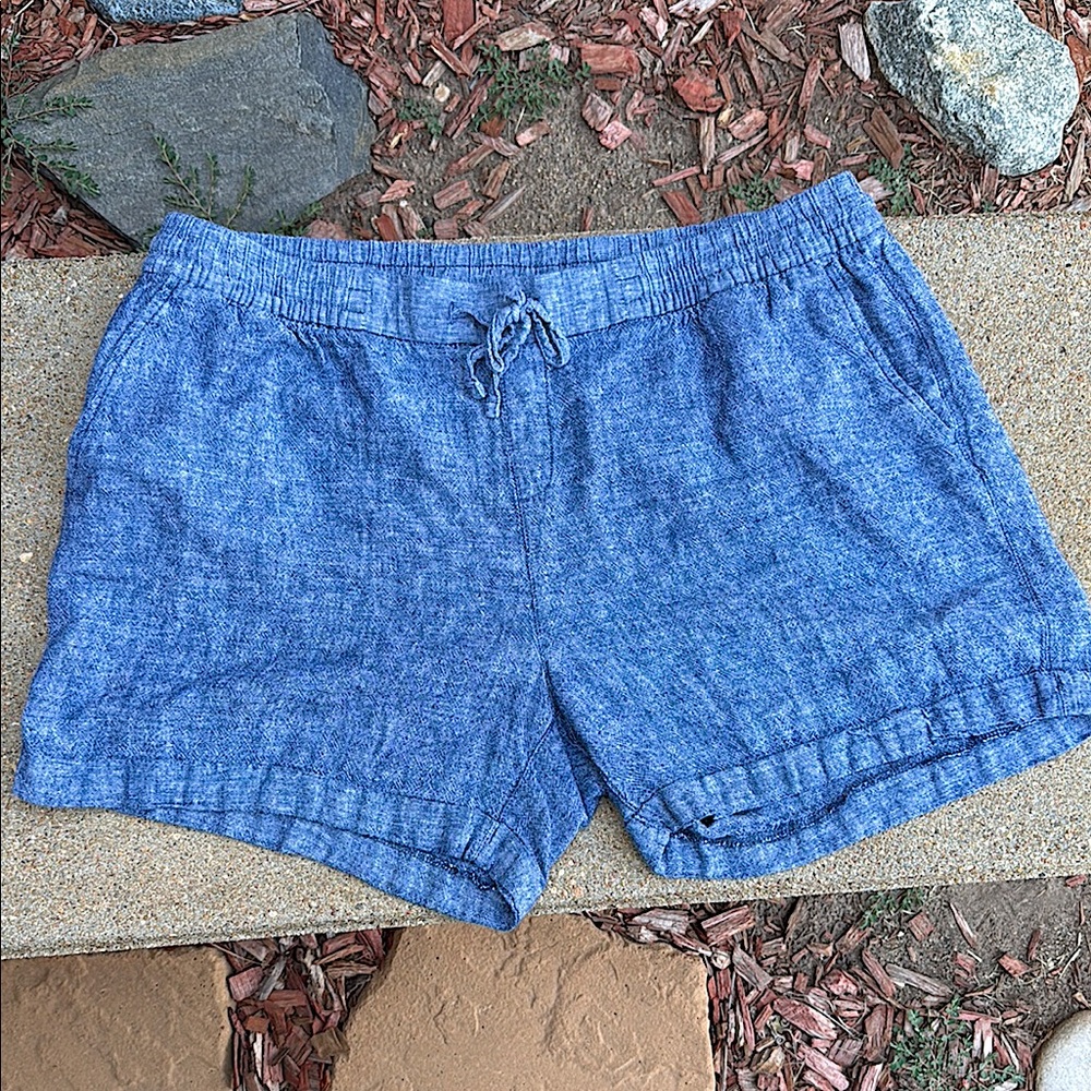 Old Navy Ladies XL Blue High Waist Denim Lightweight Drawstring Shorts